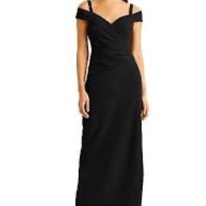 Lauren by Ralph Lauren Black Gown with Cold Shoulder and Sequin Strap